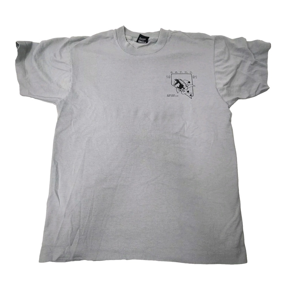 Vintage 91 Screen Stars Best Black T Shirt Large Silver State Paint Horse Club
